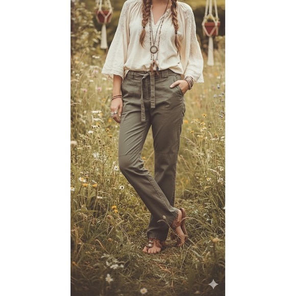 Pants - J.Crew Pants Womens 4 Olive‎ Green City Fit Drawstring Waist Casual Style 37900